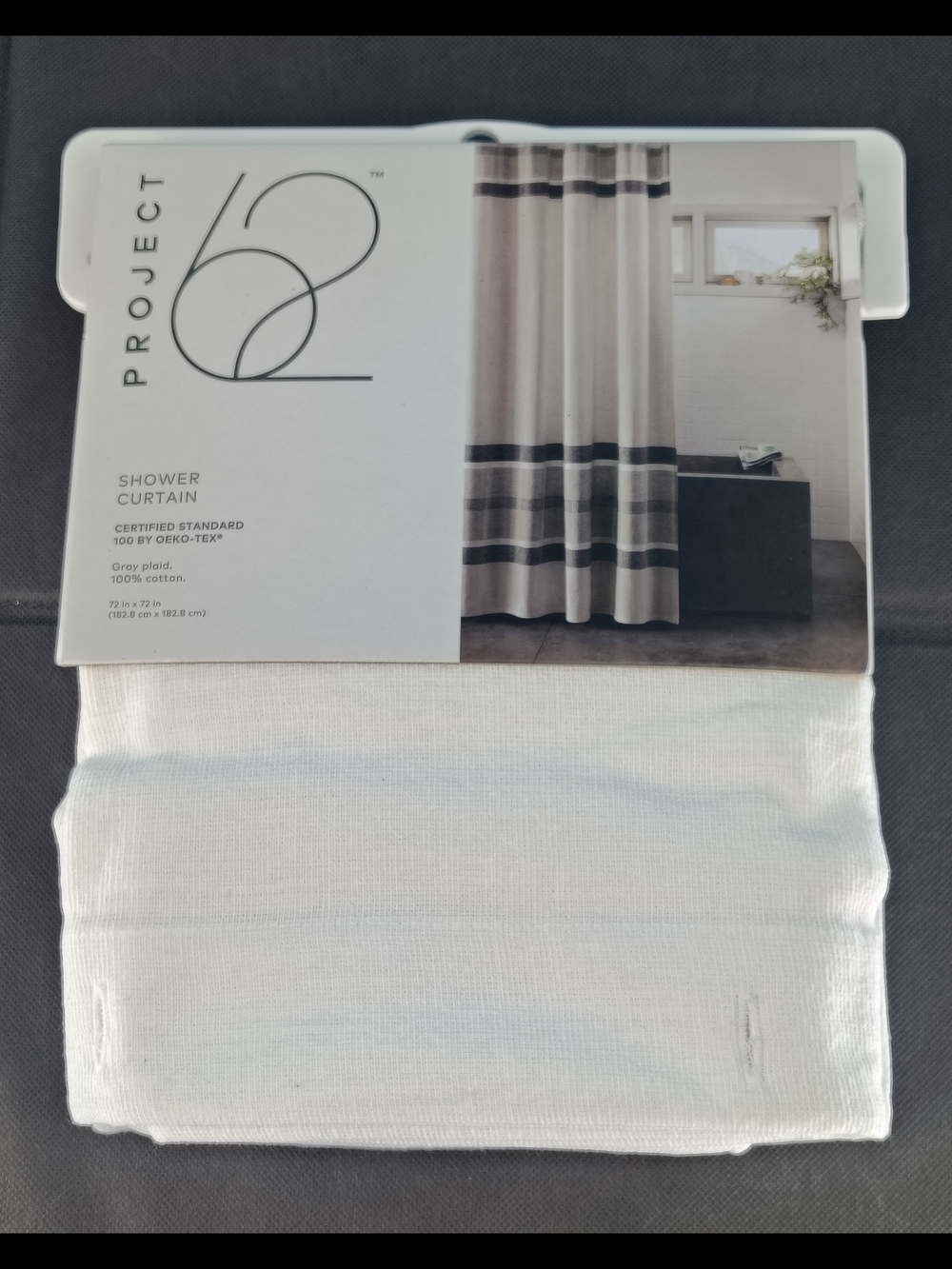 Project 62 Gray Plaid Cotton Shower Curtain